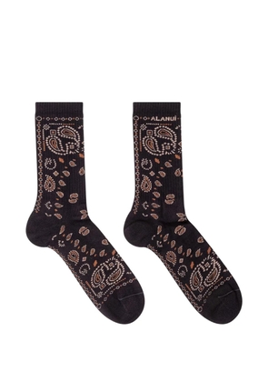 Alanui bandana-pattern intarsia-knit socks - Black