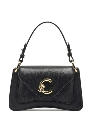 Coccinelle mini logo-plaque pebbled-leather tote bag - Black