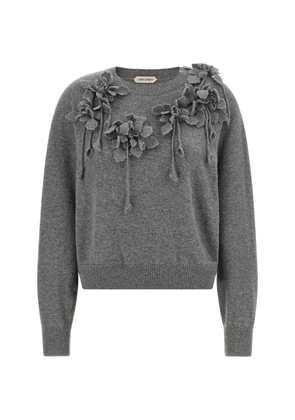 Alberta Ferretti flower-embroidered wool sweater - Grey