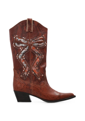 Kurt Geiger London Rodeo Bow snakeskin-effect cowboy boots - Brown