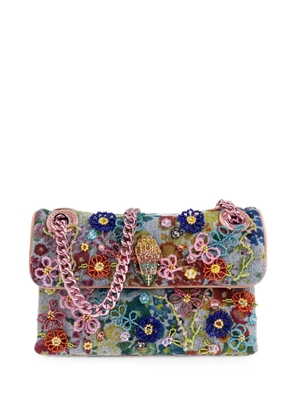 Kurt Geiger London Mini Kensington bead-embellished floral-print shoulder bag - Blue