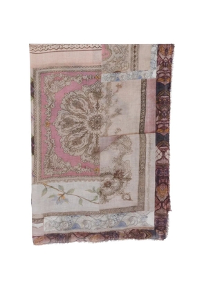 Faliero Sarti Tecla patchwork-print frayed scarf - Neutrals