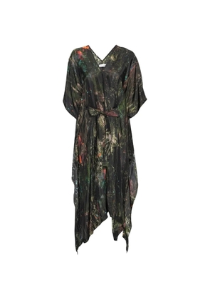 Henrik Vibskov Uncut Kaftan abstract-print handkerchief-hem dress - Green