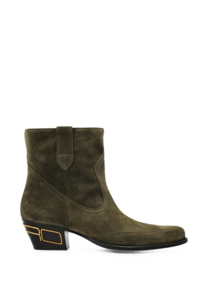 ETRO logo-plaque suede ankle boots - Green