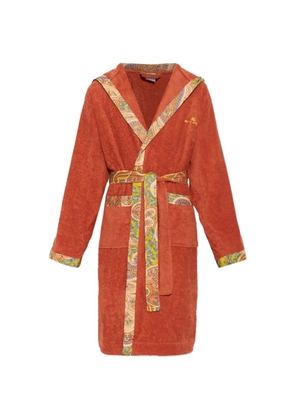ETRO HOME paisley-trim hooded bathrobe - Orange