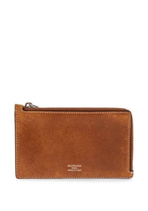 Balenciaga zip-around leather card holder - Brown