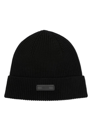 Versace logo-appliqu� wool beanie - Black