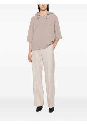 Fabiana Filippi drawstring knitted hoodie - Neutrals