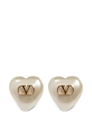 Valentino Garavani VLogo heart earrings - White