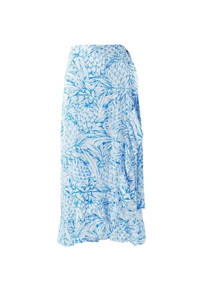 Melissa Odabash midi pineapple-print ruffled skirt - White