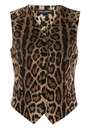 Dolce & Gabbana leopard print waistcoat - Brown