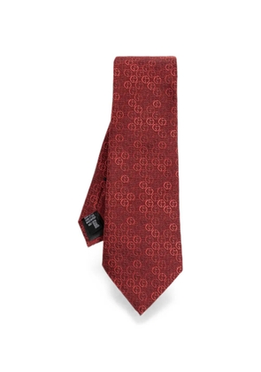 Giorgio Armani logo-jacquard pointed tie - Red