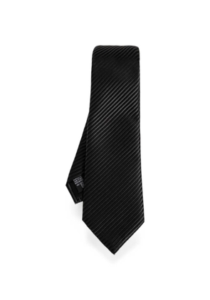Giorgio Armani diagonal-stripe pointed tie - Black