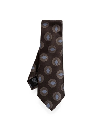 Giorgio Armani geometric-print silk tie - Brown