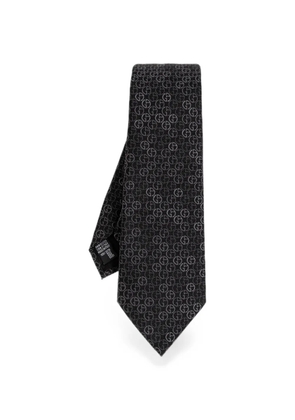 Giorgio Armani logo-jacquard silk tie - Black