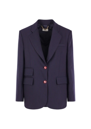 Elisabetta Franchi pinstripe-pattern logo-button blazer - Blue