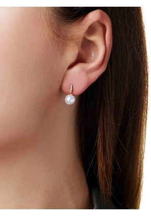 Yoko London Freshwater pearl and diamond drop earrings - Pink