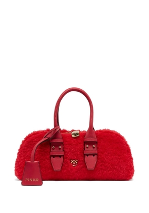 PINKO Love Birds faux-shearling tote bag - Red