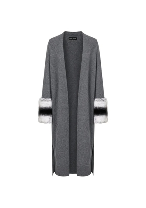 Izaak Azanei faux-fur trim cardigan - Grey