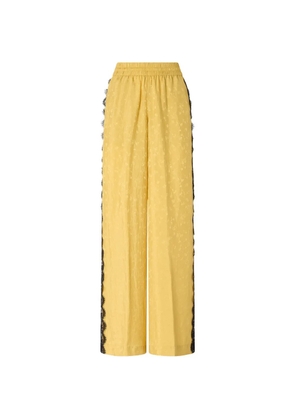 PINKO palazzo trousers with floral motif and lace trim - Yellow