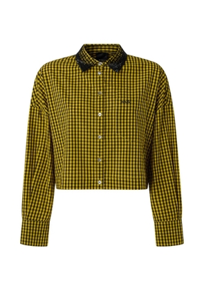 PINKO cropped check shirt with jewel collar - Yellow
