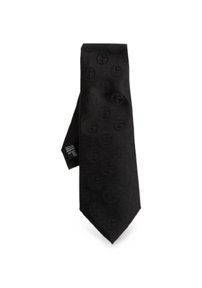 Giorgio Armani logo-jacquard silk tie - Black