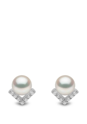 Yoko London Freshwater pearl and diamond Trend earrings - Silver