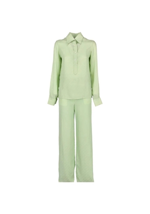 Valentino Pre-Owned logo-jacquard silk trousers set - Green
