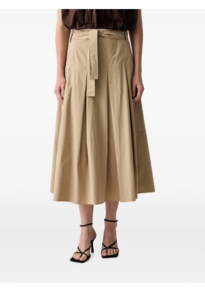 VICOLO pleated belted midi skirt - Neutrals