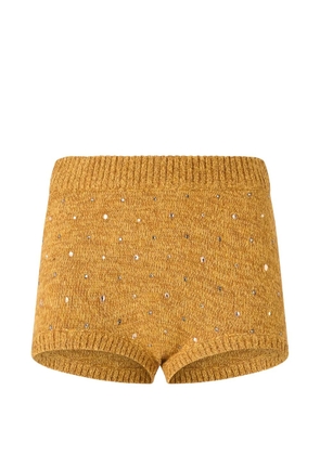 PINKO crystal-embellished knitted shorts - Yellow
