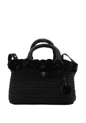 Prada Pre-Owned 2019-2026 Small Raffia Pompom satchel - Black