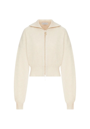Sportmax ribbed-knit zip-up hoodie - Neutrals