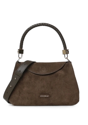 Coccinelle braided-handle suede tote bag - Brown