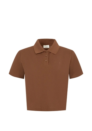 Saint Laurent logo-embroidered polo top - Brown