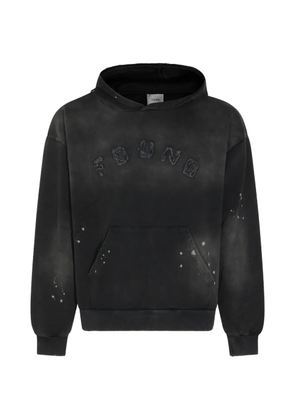FOUND logo-patch paint-splatter hoodie - Black