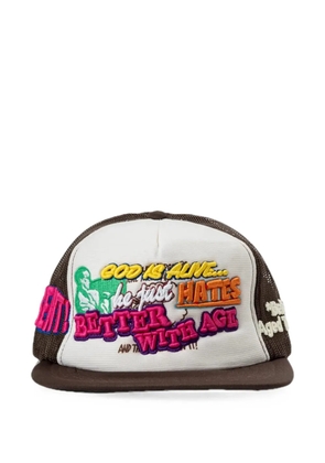 Better with Age Repent embroidered-details mesh-panel trucker hat - Neutrals