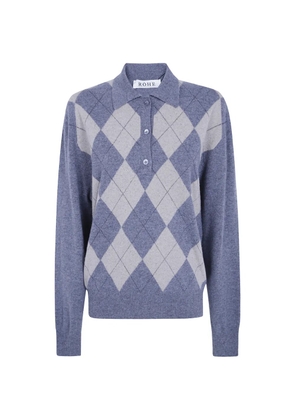 Róhe argyle-knit wool sweater - Blue