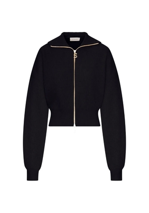 Sportmax ribbed-knit zip-up hoodie - Black