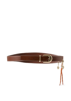 Claudie Pierlot charm-embellished topstitched belt - Brown