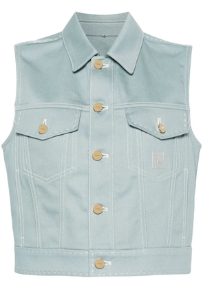 FENDI FF-motif denim gilet - Blue