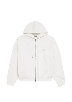 Balenciaga logo-print zip-up hoodie - Neutrals