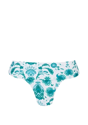 Heidi Klein Kos paisley-print textured bikini bottoms - White