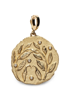 Azlee Olive Branch Large Coin charm necklace - Gold