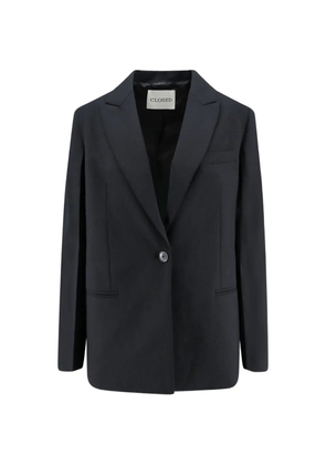 Closed single-breasted peak-lapel blazer - Black