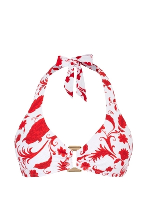 Heidi Klein Evia floral-print halterneck bikini top - White