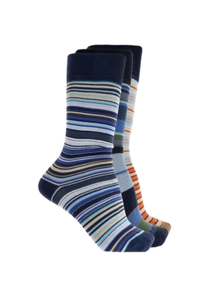 Paul Smith stripe-pattern socks (set of three) - Blue