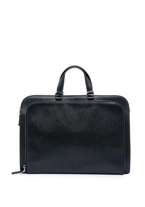Prada Pre-Owned 2013-2026 Saffiano Cuir Travel Front Zip Pocket Briefcase business bag - Black
