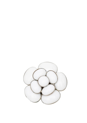 CHANEL Pre-Owned 1996 Silver Plated and Glass Camellia Brooch costume brooch