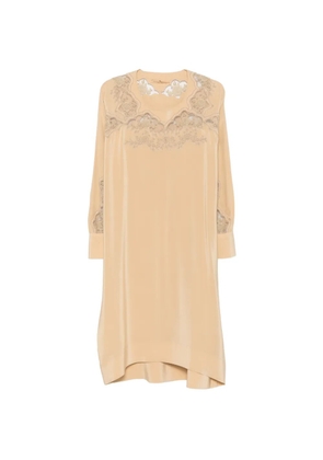 Ermanno Scervino lace-trimmed silk mini dress - Neutrals
