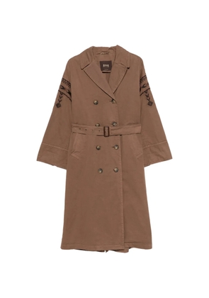Bazar Deluxe embroidered double-breasted coat - Brown